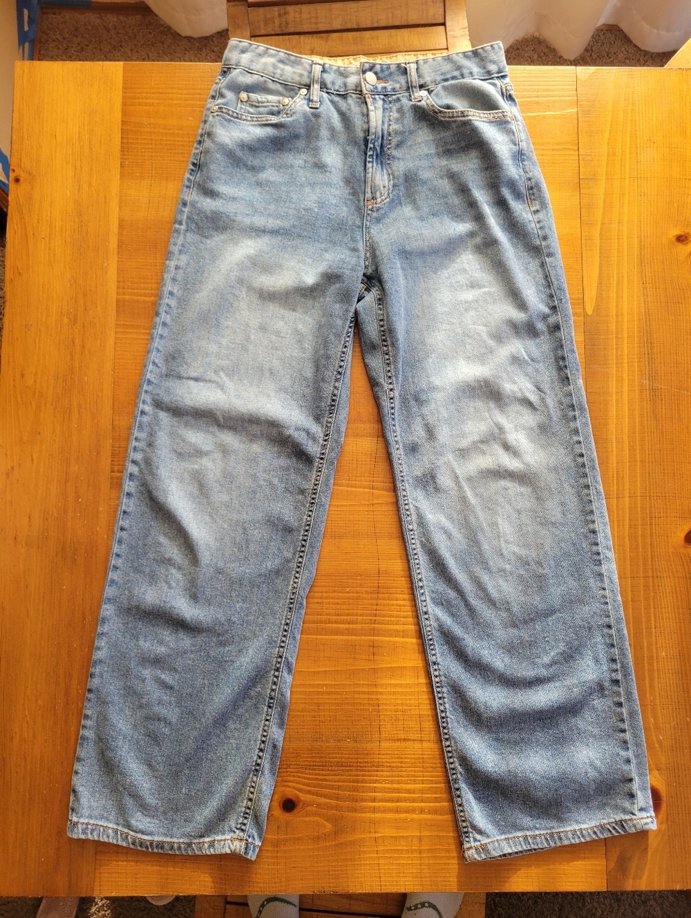 Oat New York Wide Leg Barrel Jeans Size 6/28 Inseam 30 In High Rise Light Wash